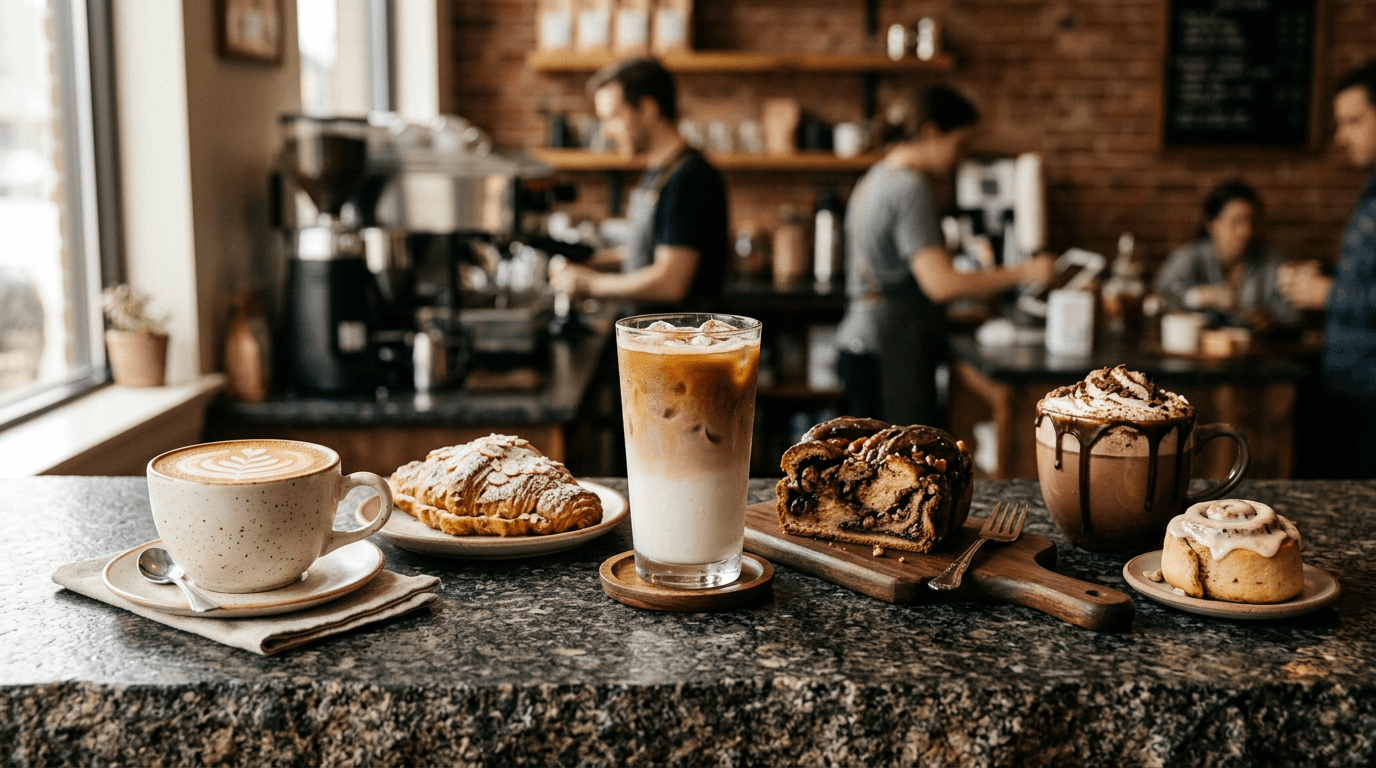 Signature coffee selection on the bar